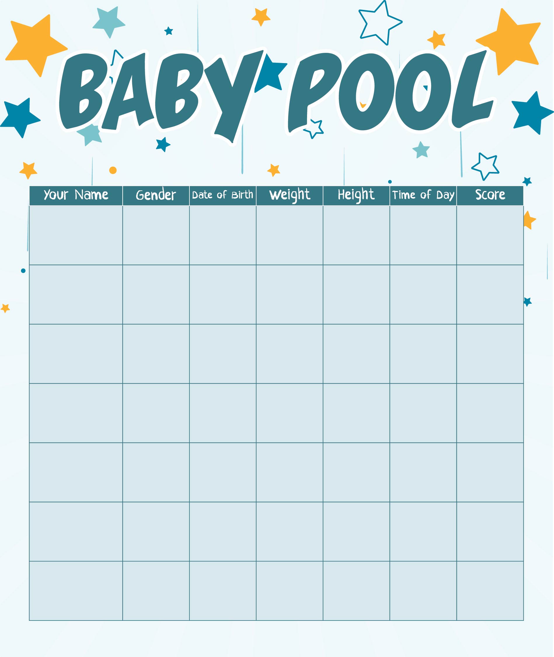 infants pools for birth date and weigh 14