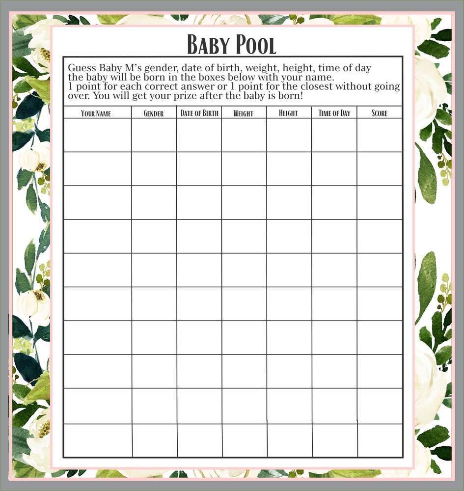 infants pools for birth date and weigh 16