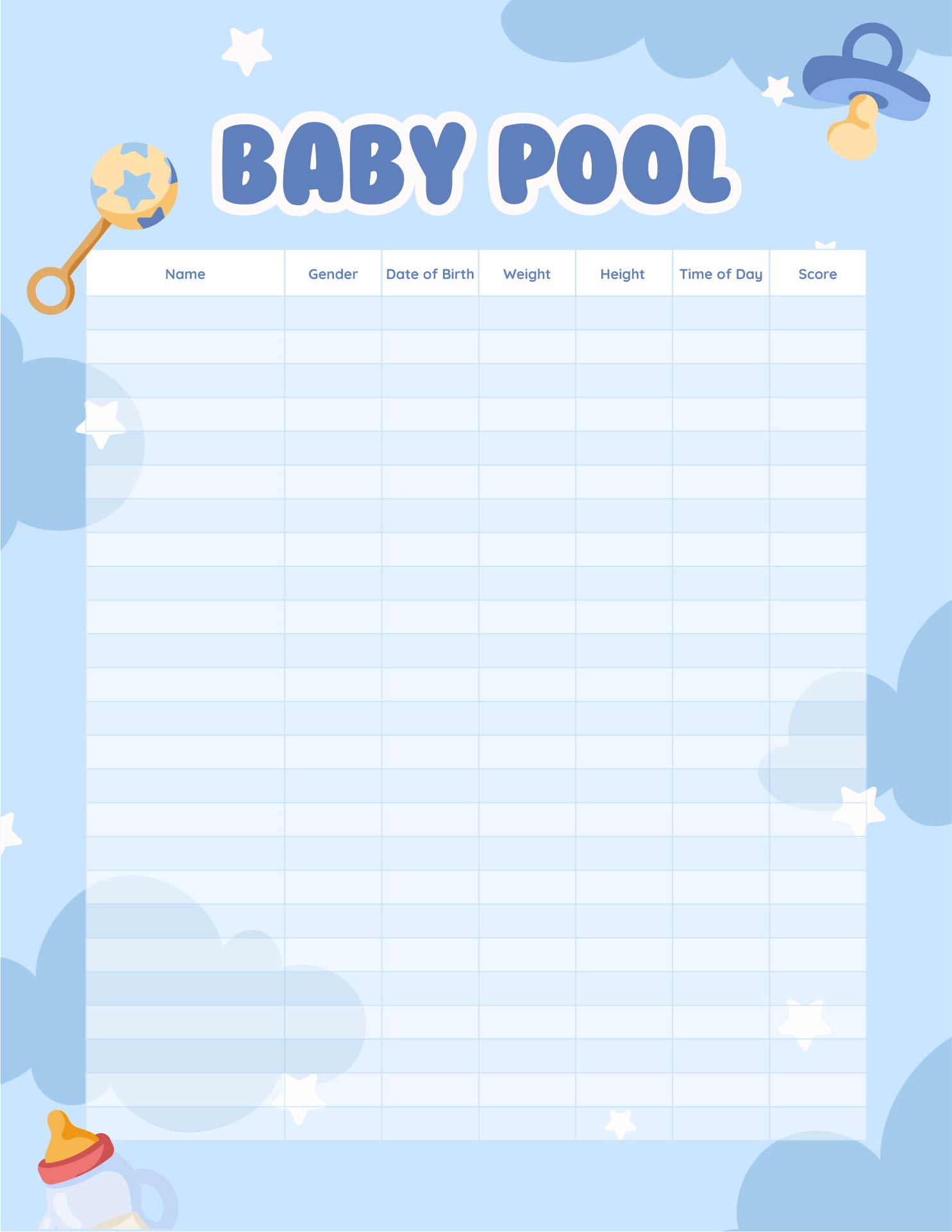 infants pools for birth date and weigh 36