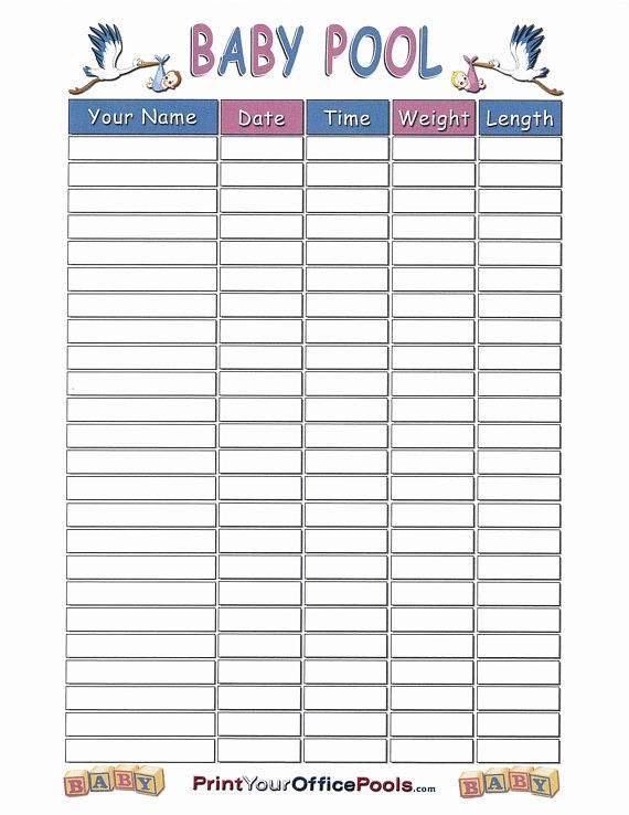 infants pools for birth date and weigh 40