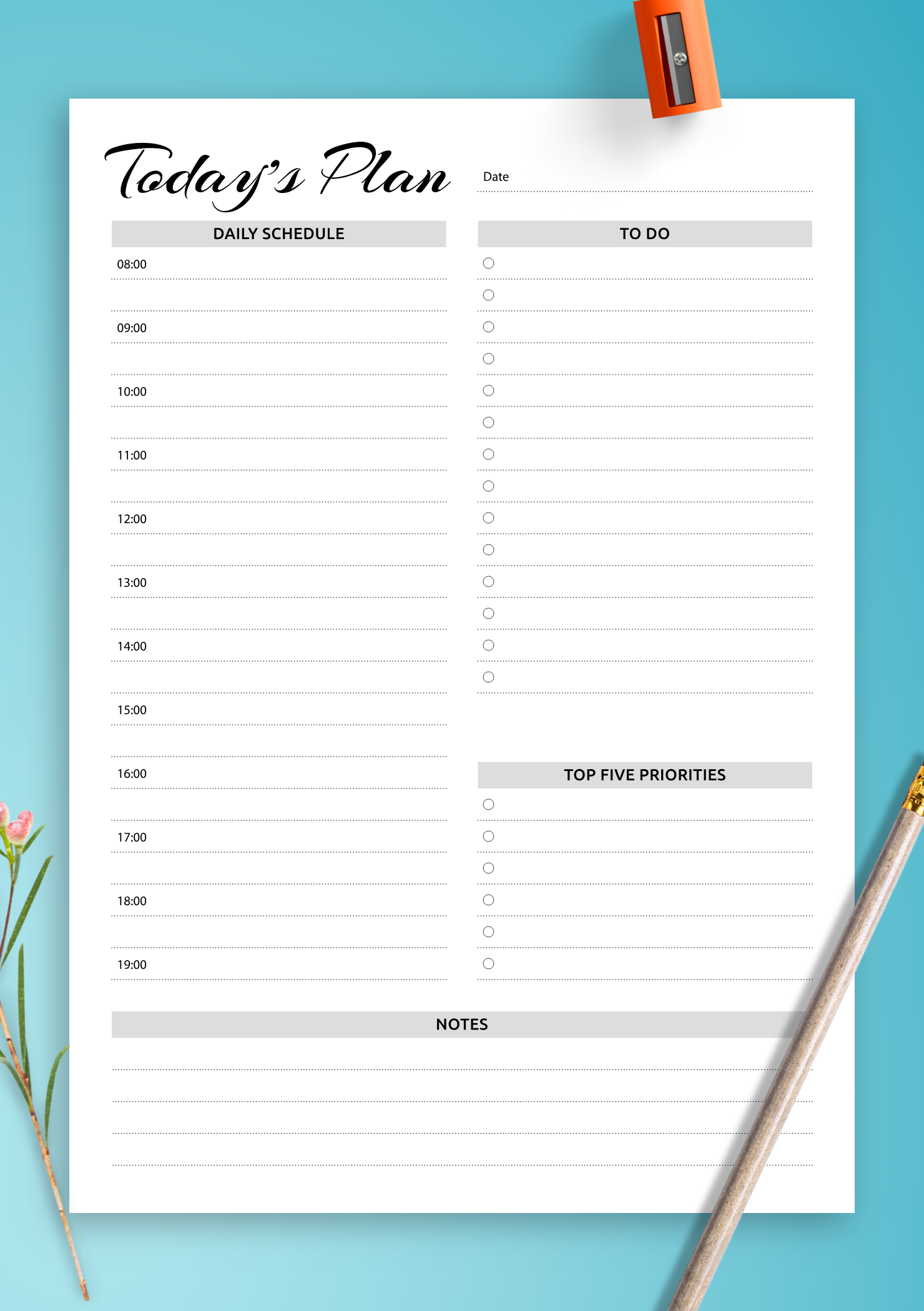 daily calendar template by hour 13