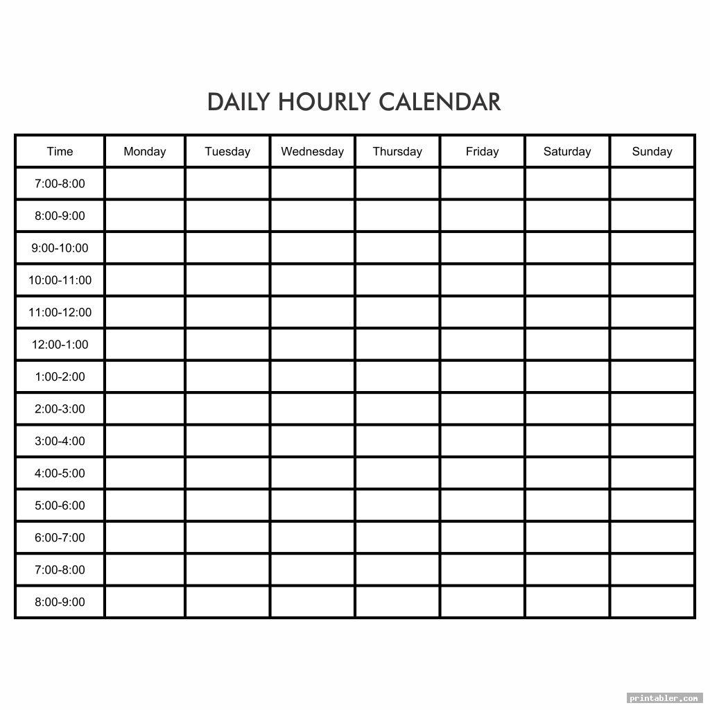 daily calendar template by hour 23