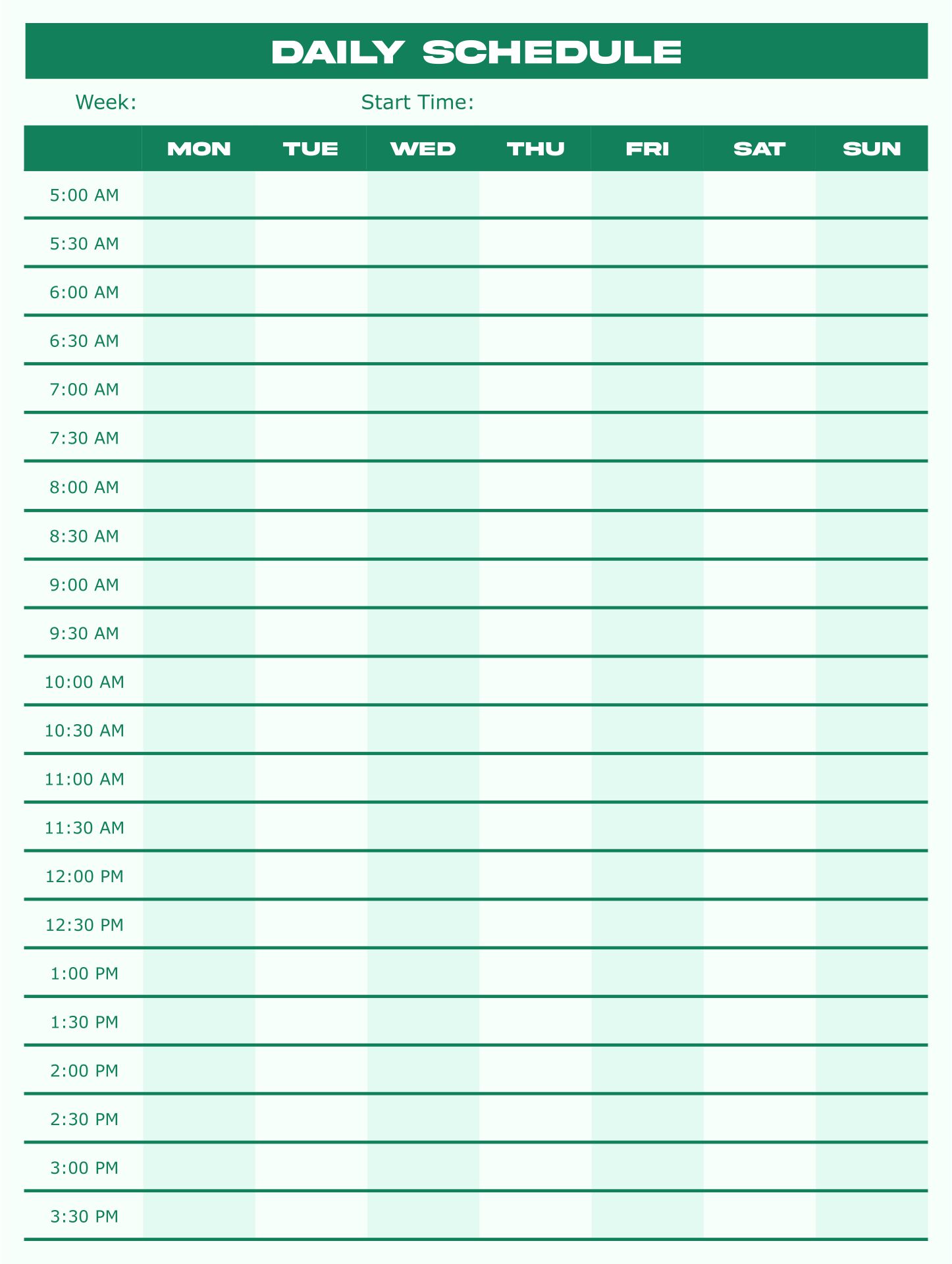 daily calendar template by hour 26