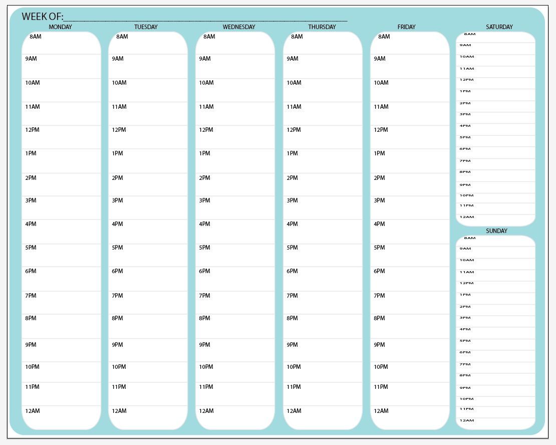 daily calendar template by hour 42