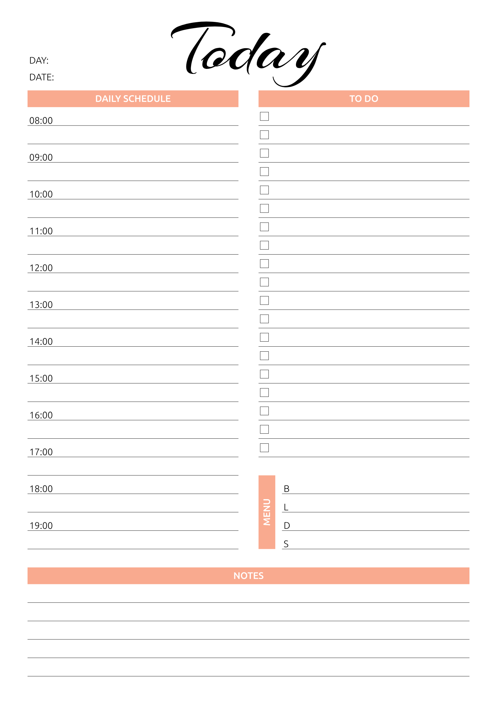 daily calendar template by hour 5