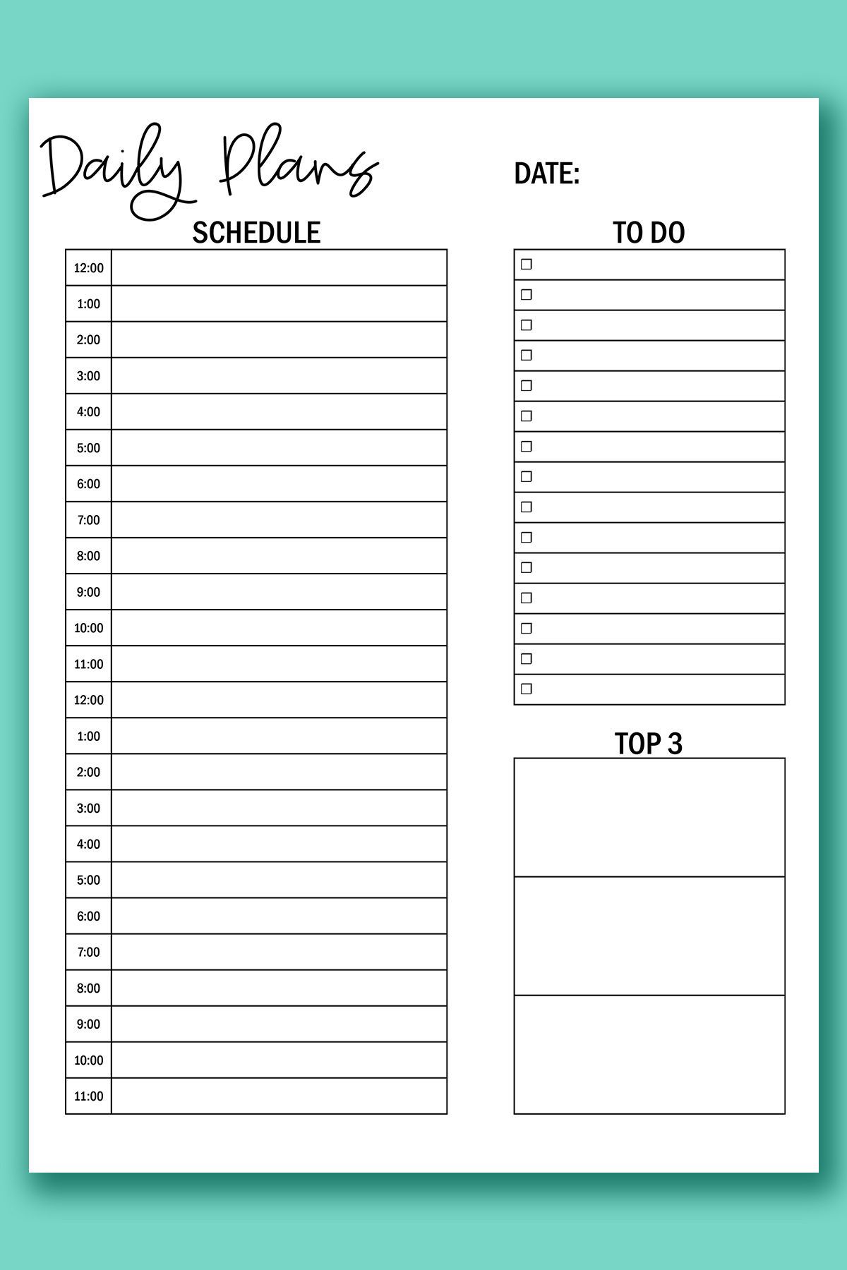 daily calendar template by hour 51