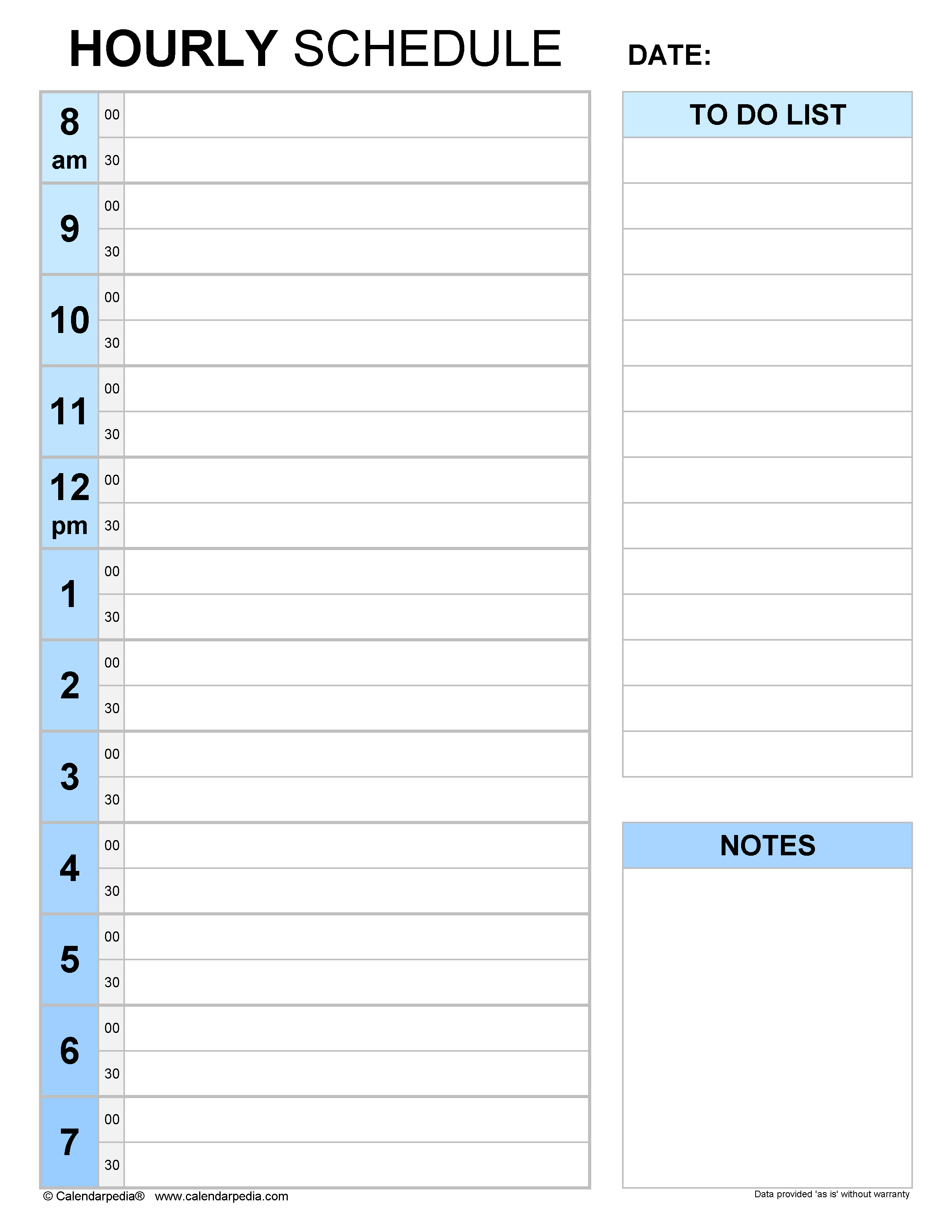 daily calendar template by hour 55