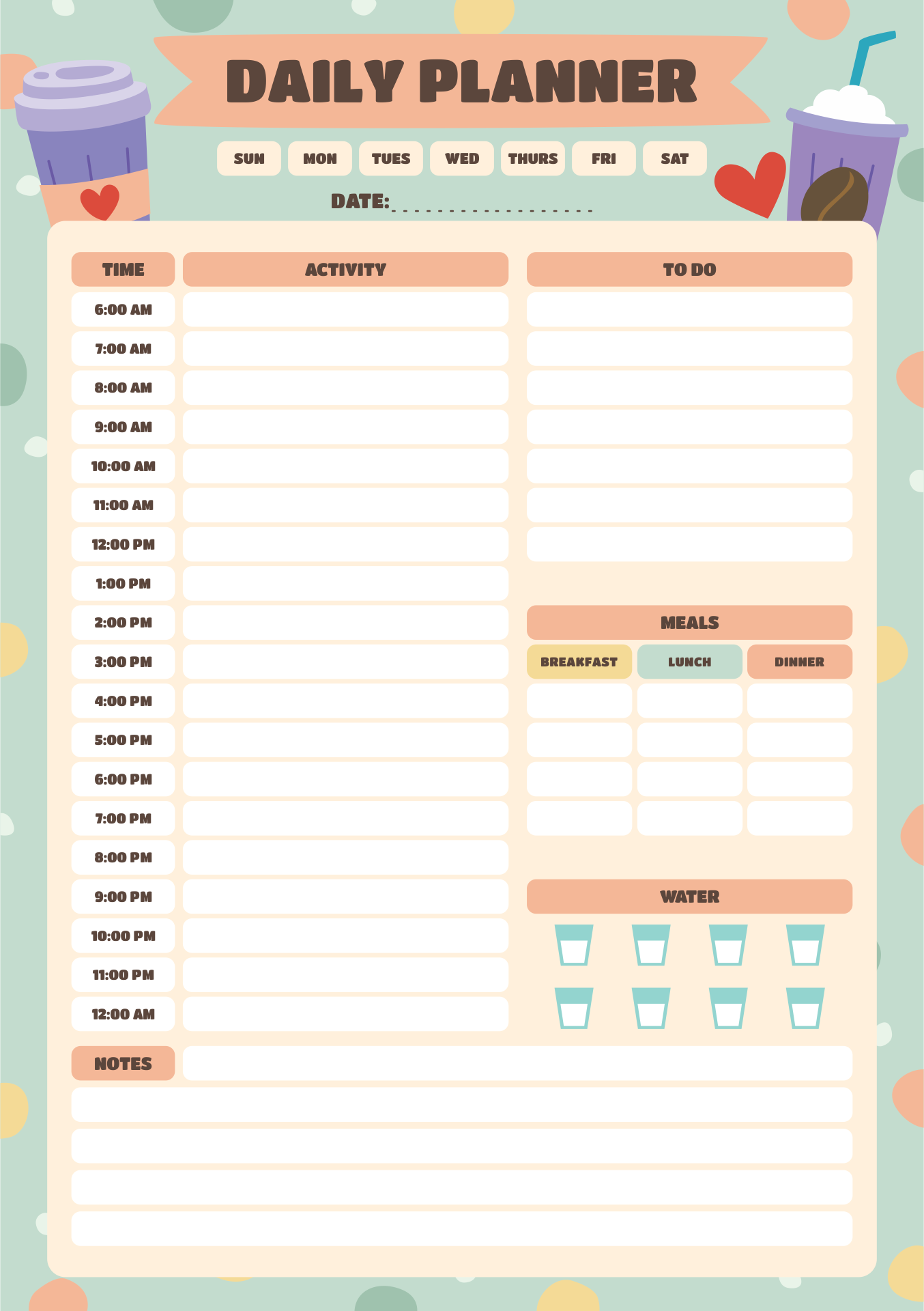 daily calendar template by hour 70