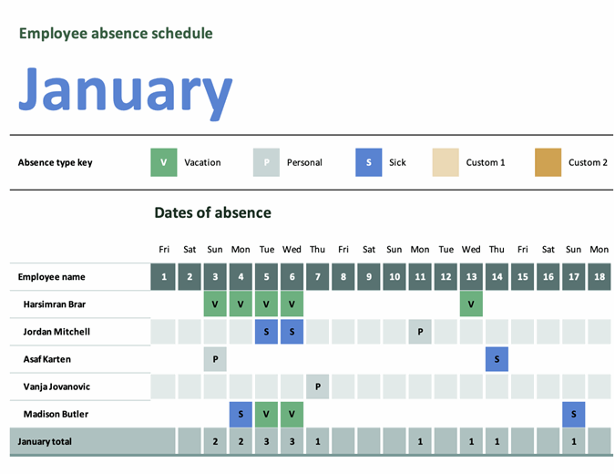 excel templates for time off calender 11