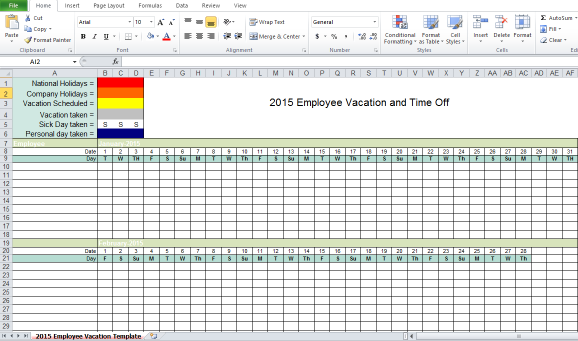 excel templates for time off calender 15