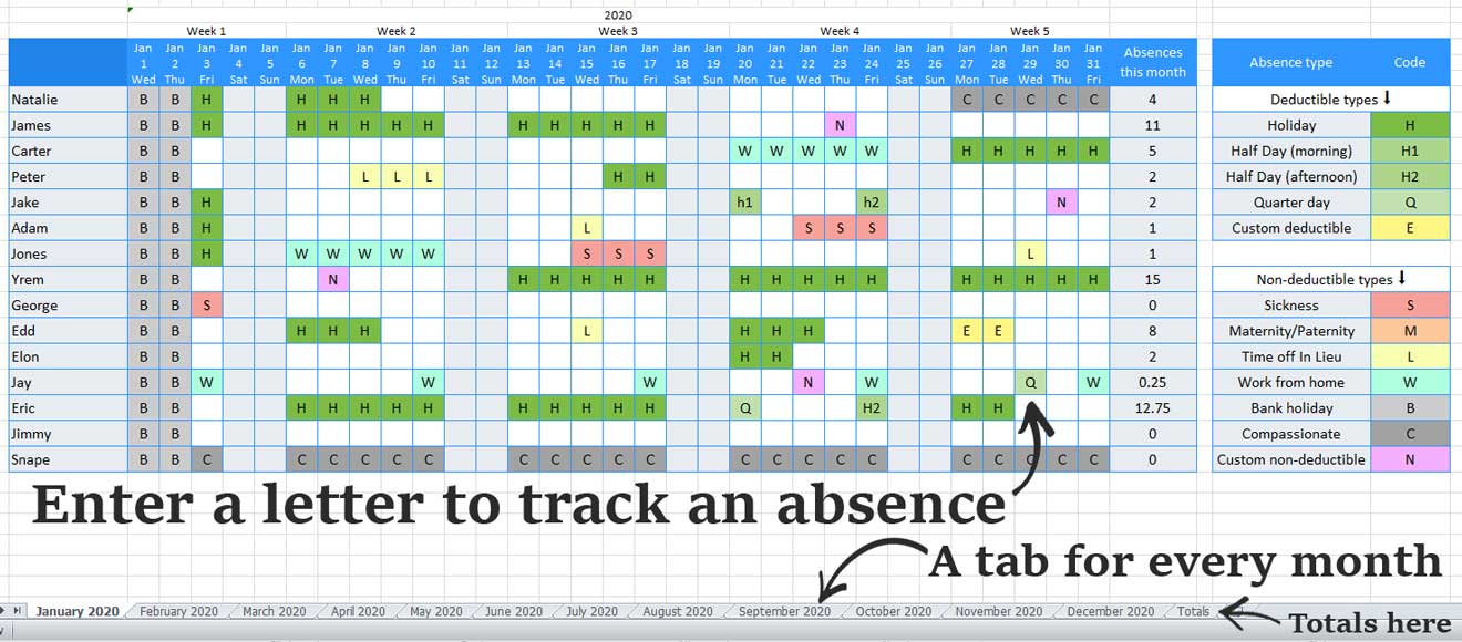 excel templates for time off calender 6