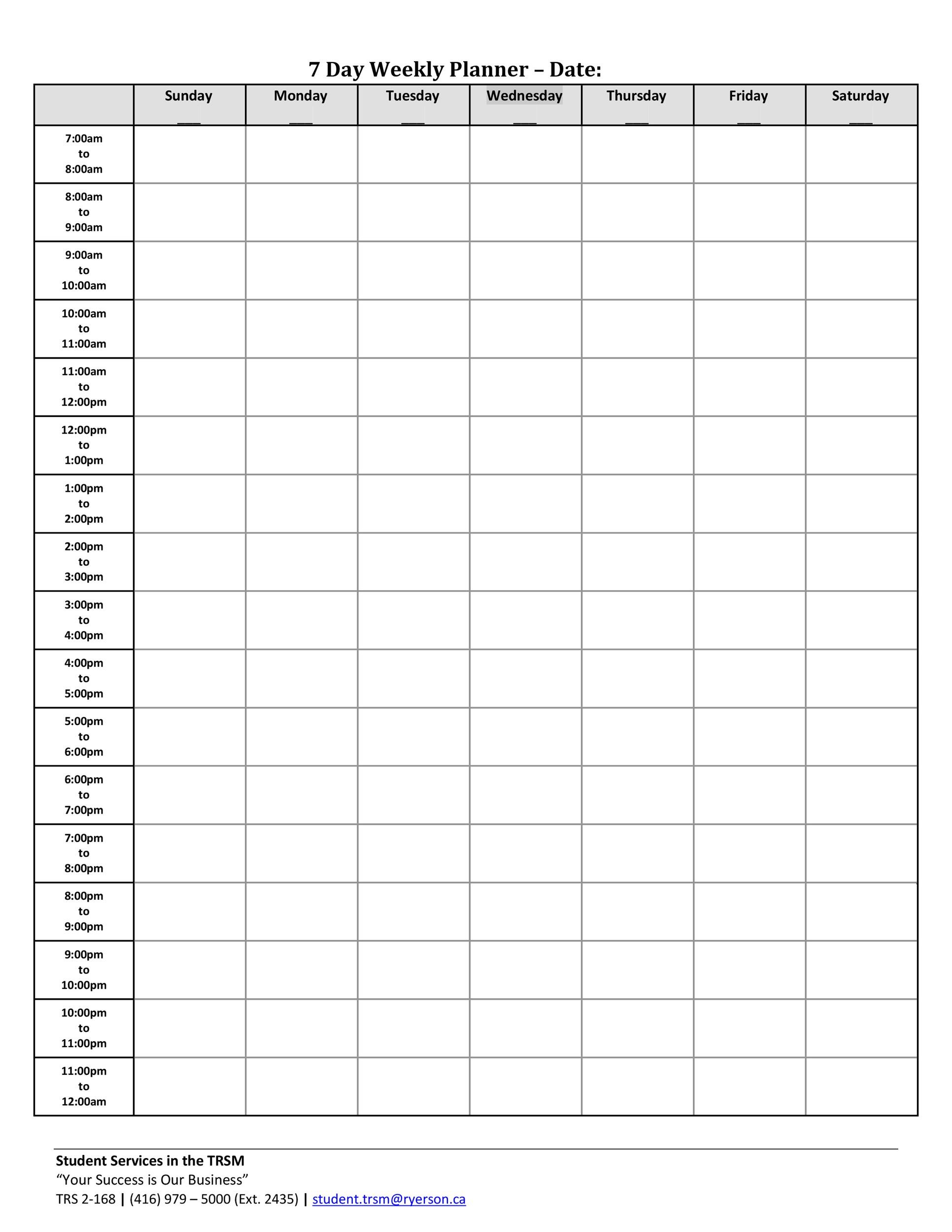 free printable daily with hours calendar 12