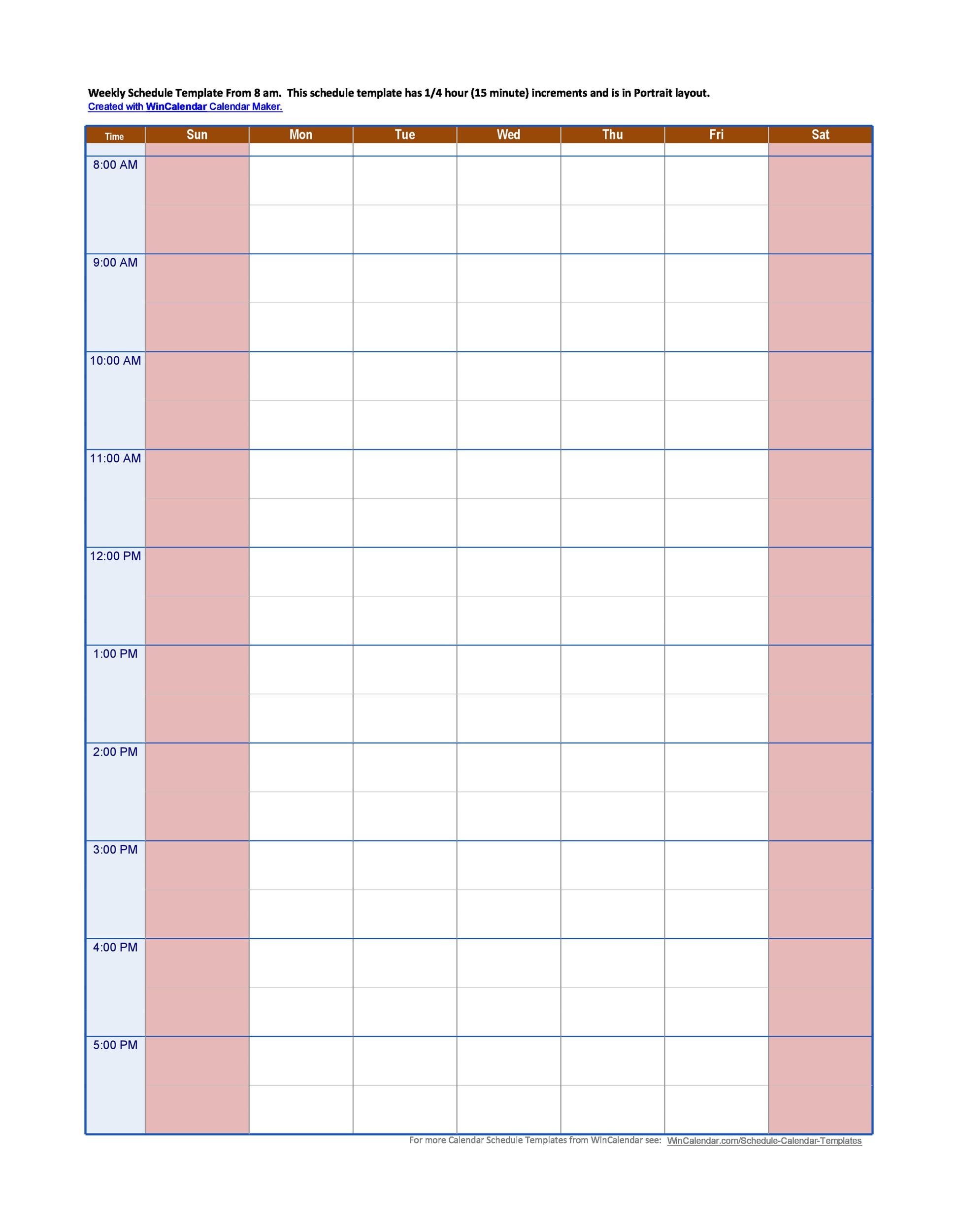 free printable daily with hours calendar 2