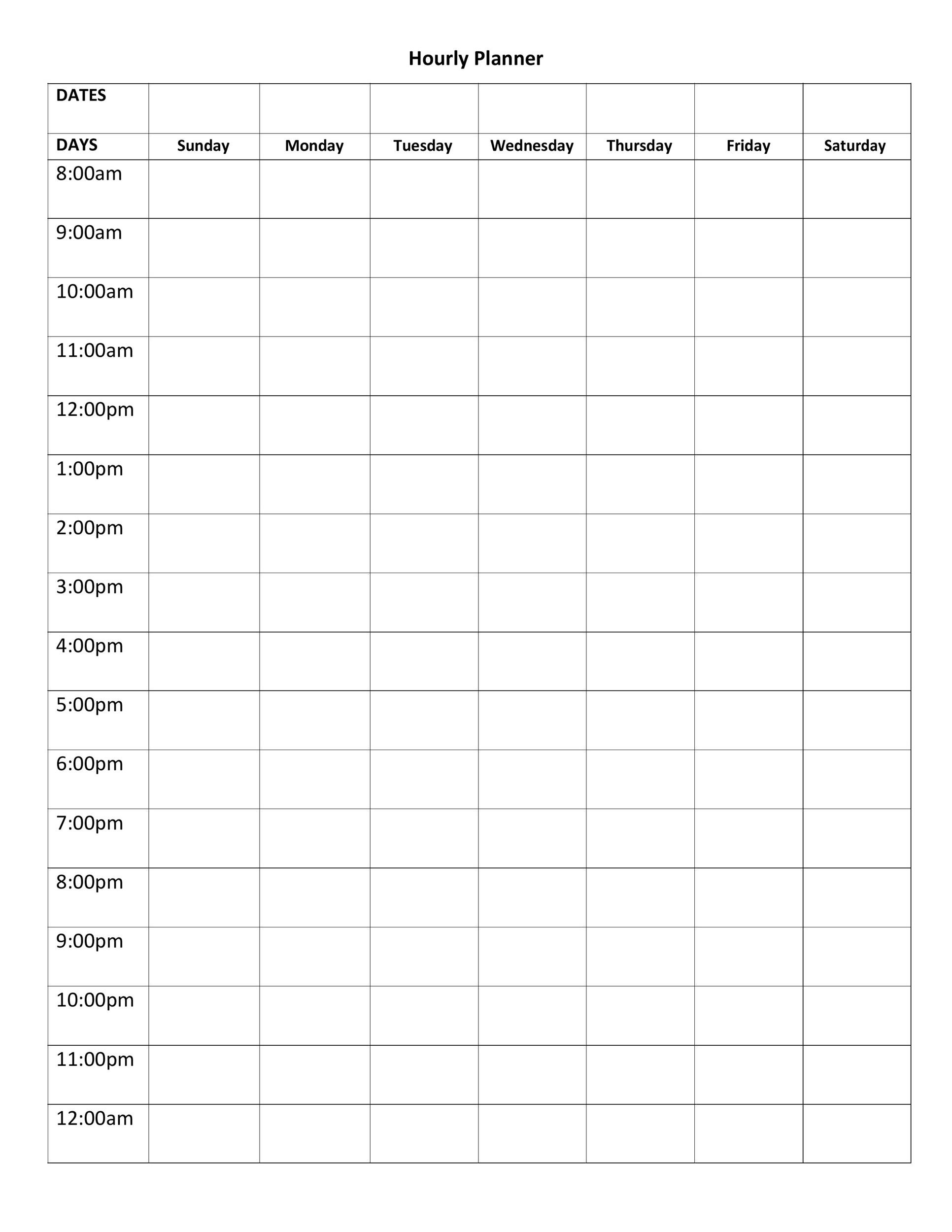 free printable daily with hours calendar 31