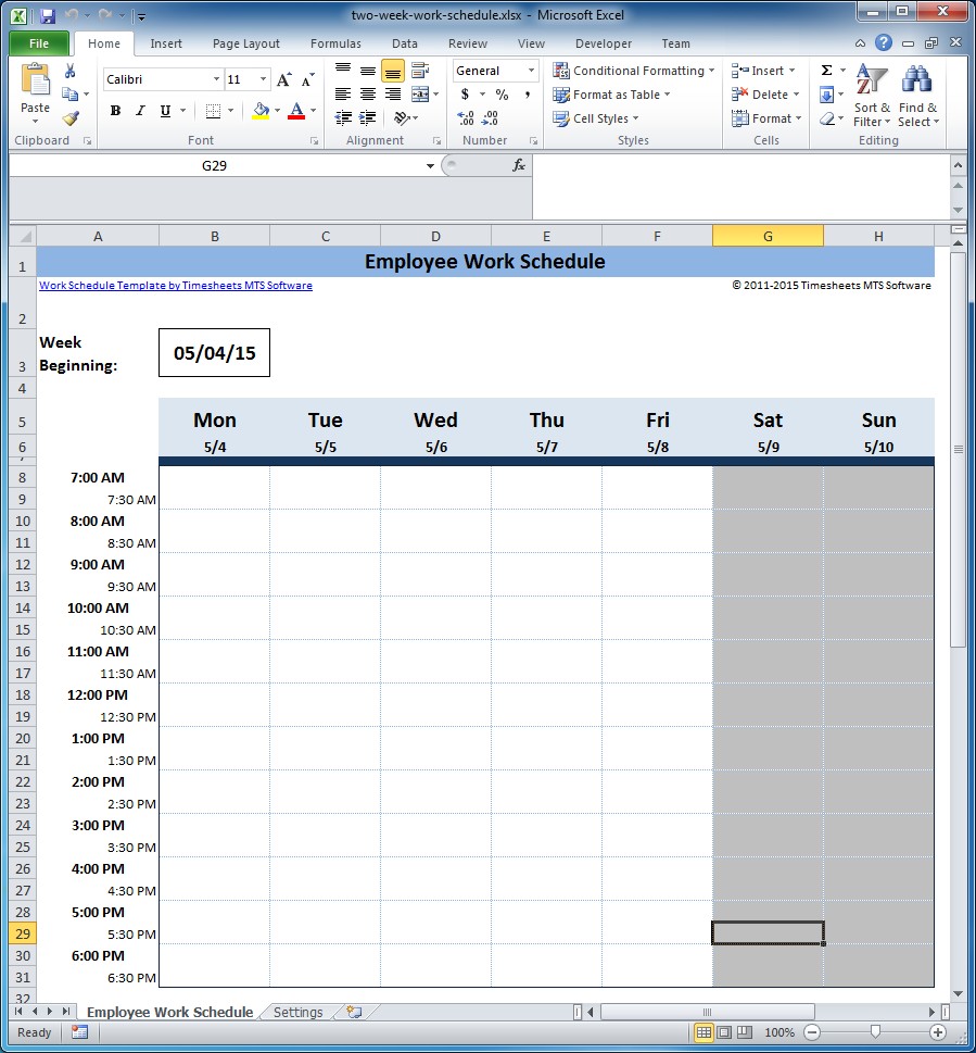 how to a make a two week schedule 30