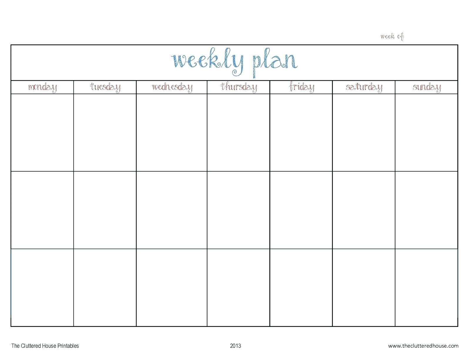 monday through friday quick printable calendar 16