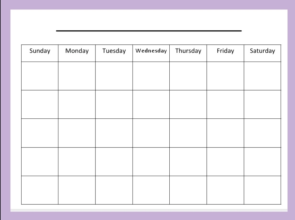 monday through friday quick printable calendar 4