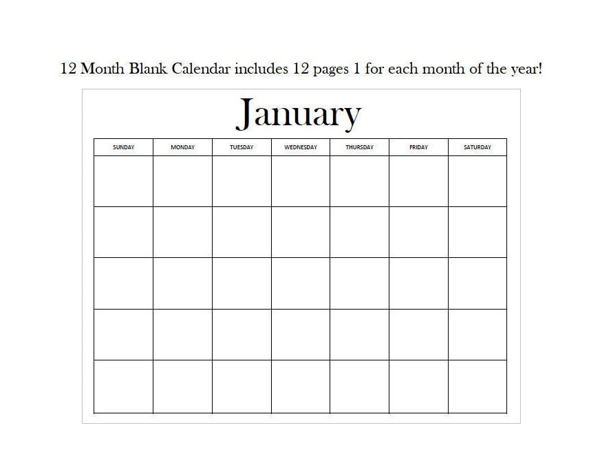 printable and editable 12 month calendars 12