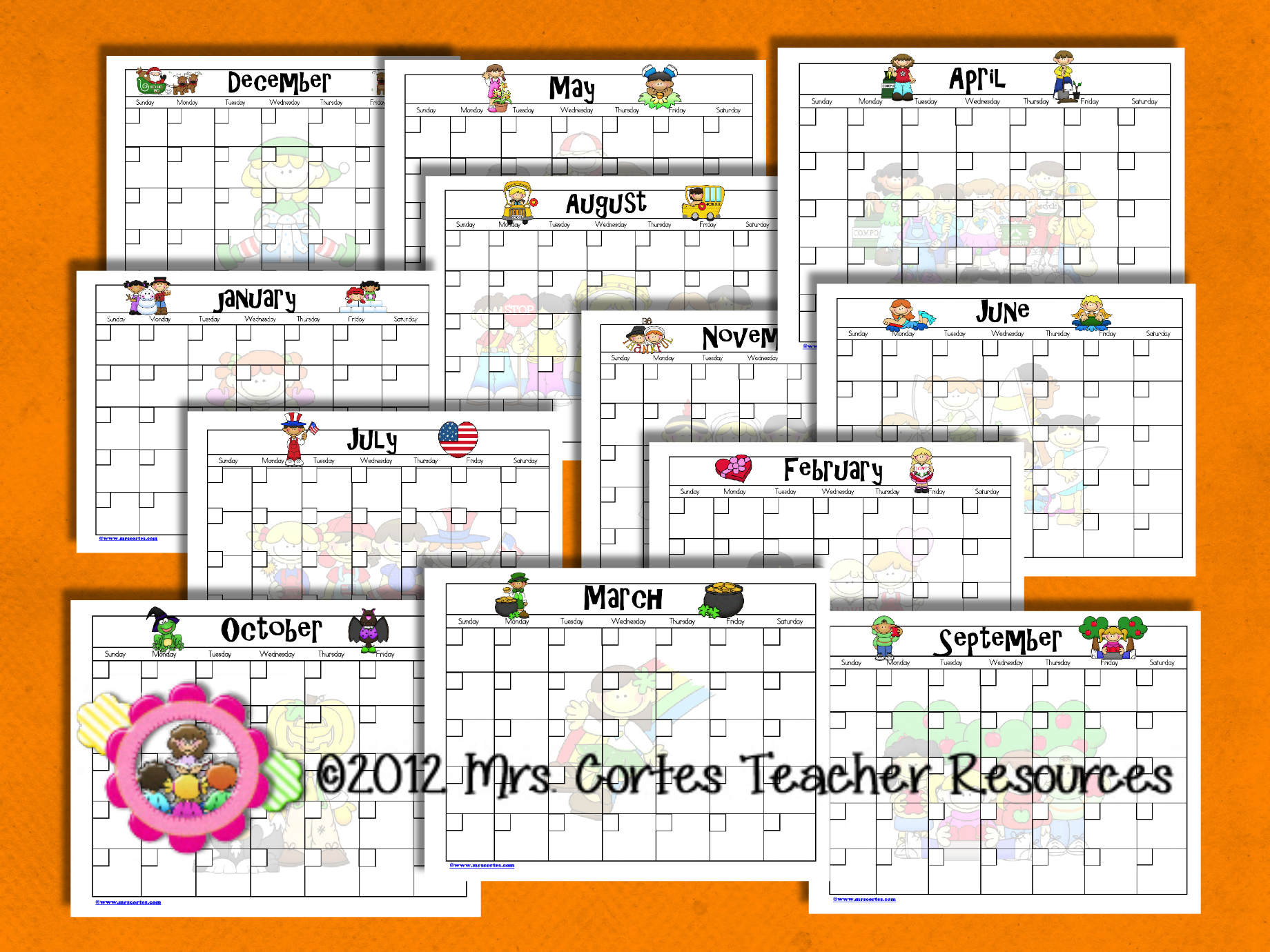 printable and editable 12 month calendars 8