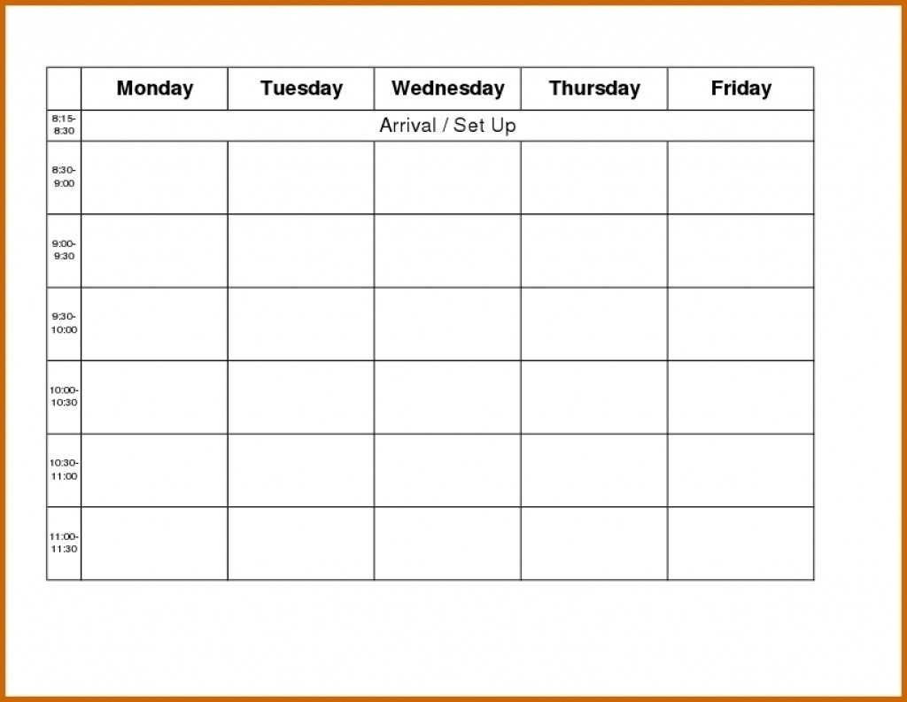 july calendar with monday through friday only 10