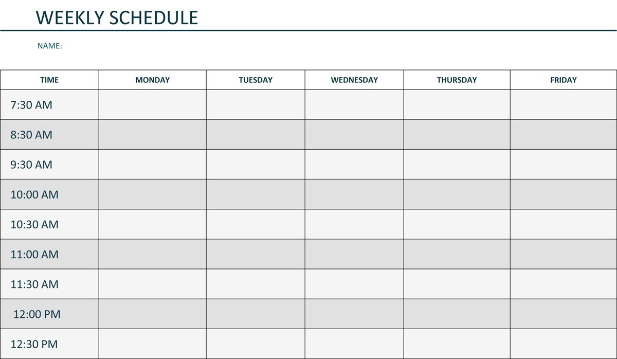 july calendar with monday through friday only 20