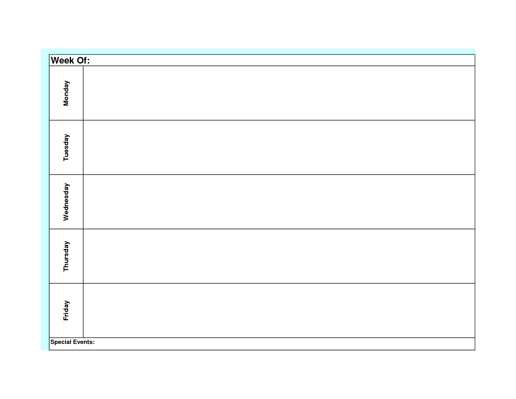 july calendar with monday through friday only 27